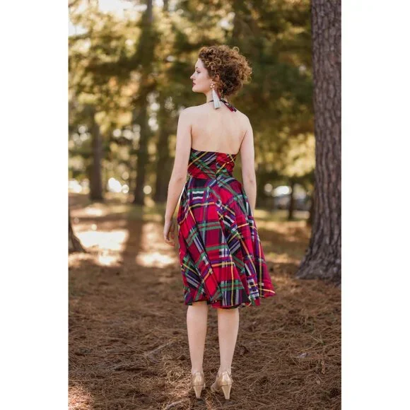 Trashy Diva Mad Plaid cotton Country Club Halter Dress - Picture 3 of 9